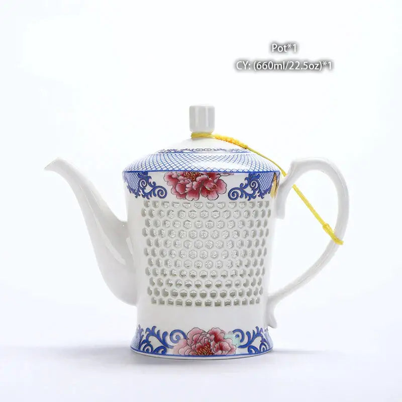 Traditional blue & white porcelain tea pot kitchen ceramic teaware
