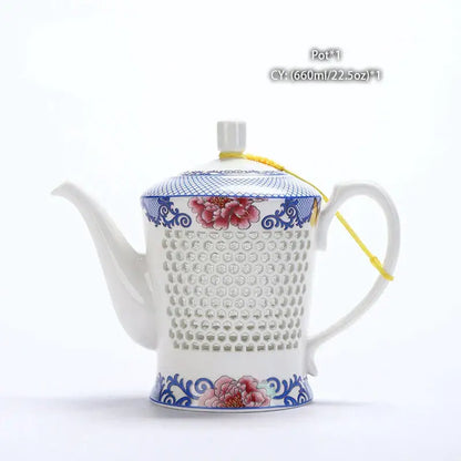 Traditional blue & white porcelain tea pot kitchen ceramic teaware