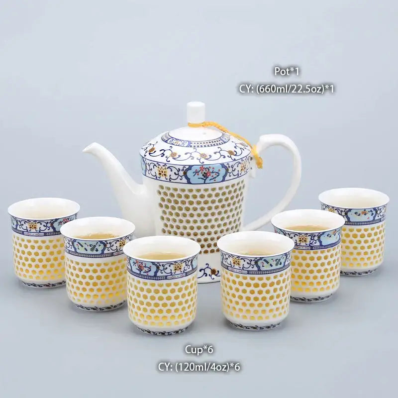 Traditional blue & white porcelain tea pot kitchen ceramic teaware