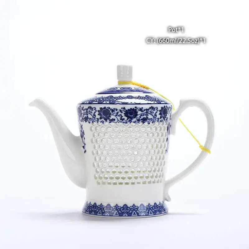 Traditional blue & white porcelain tea pot kitchen ceramic teaware