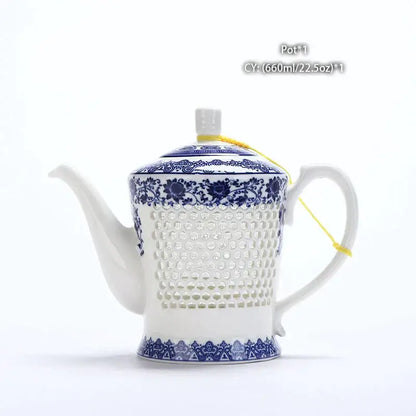 Traditional blue & white porcelain tea pot kitchen ceramic teaware