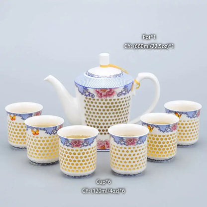 Traditional blue & white porcelain tea pot kitchen ceramic teaware
