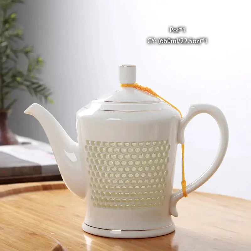 Traditional blue & white porcelain tea set dining room perforated body
