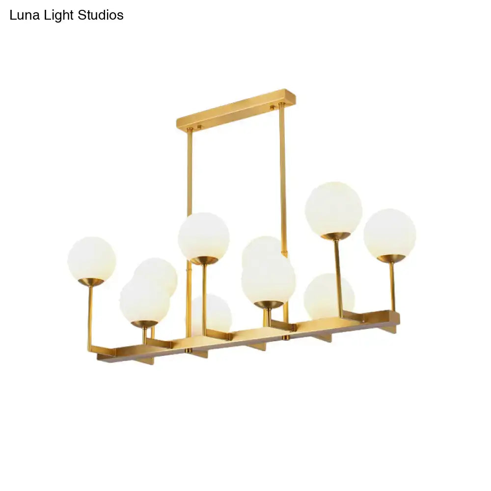 Traditional brass opal glass island pendant light dining room