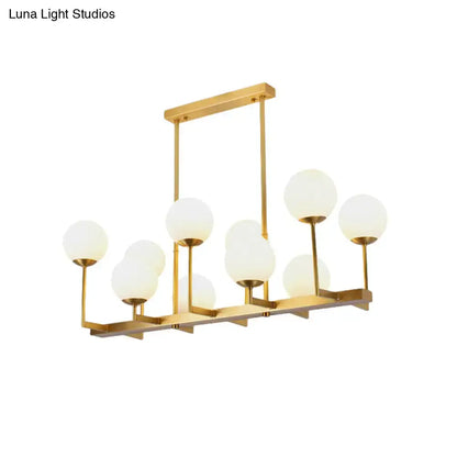 Traditional brass opal glass island pendant light dining room