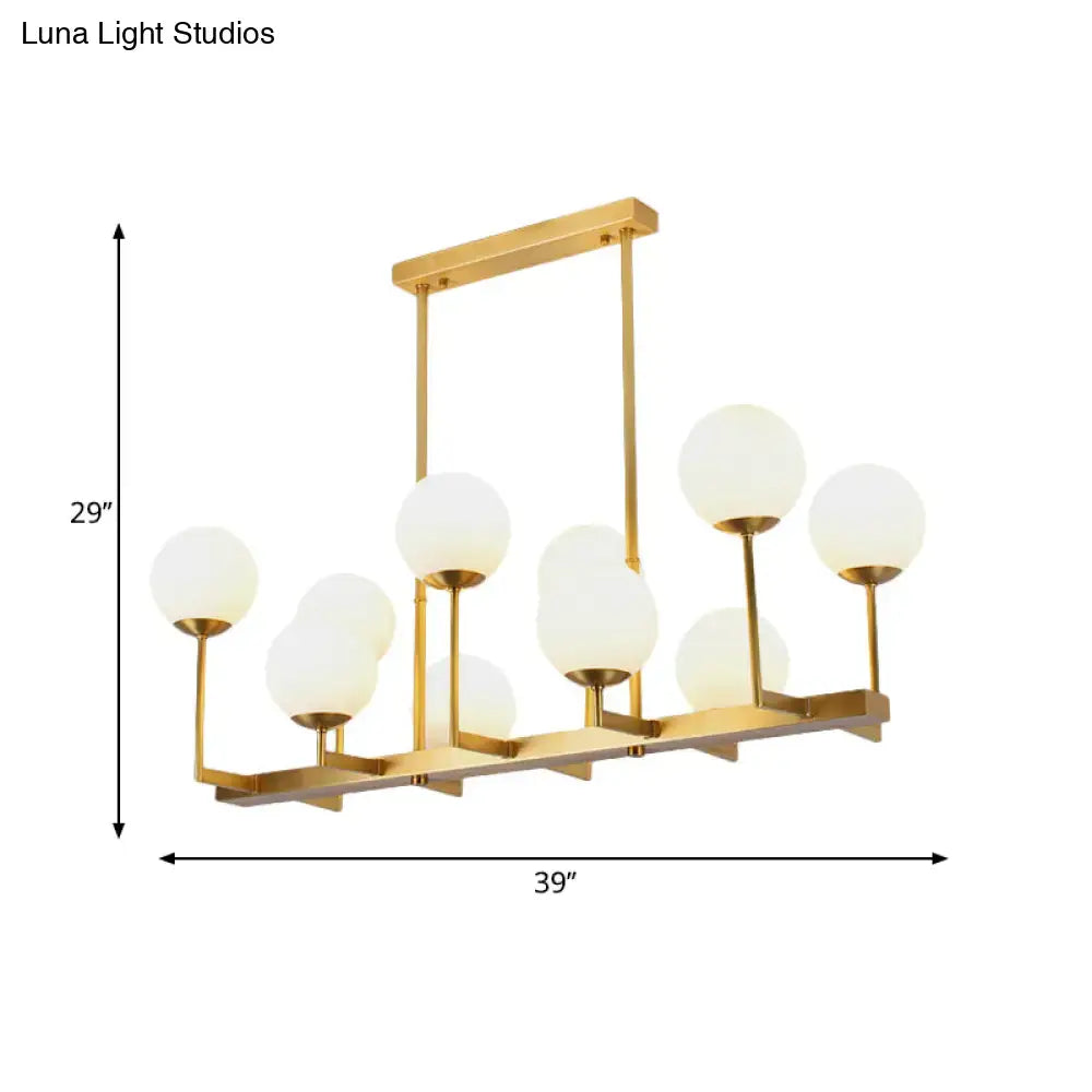 Traditional brass opal glass island pendant light dining room