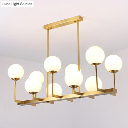 Traditional brass opal glass island pendant light dining room