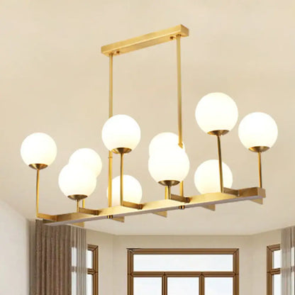 Traditional brass opal glass island pendant light dining room