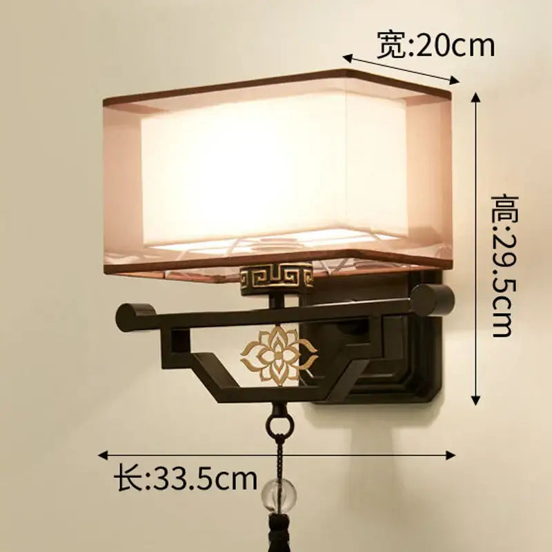 Traditional bronze floral elegant fabric wall lamp bedroom lighting