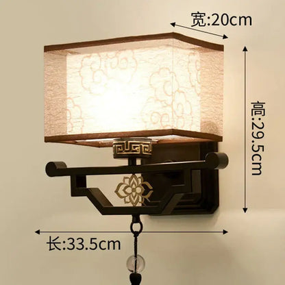 Traditional bronze floral elegant fabric wall lamp bedroom lighting
