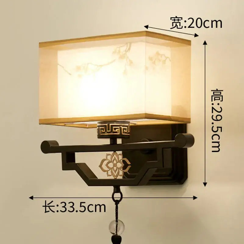 Traditional bronze floral elegant fabric wall lamp bedroom lighting