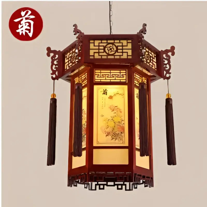 Traditional chinese bamboo lantern pendant light for dining room