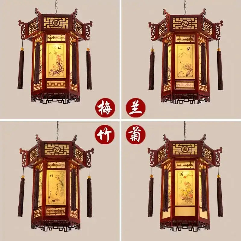 Traditional chinese bamboo lantern pendant light for dining room
