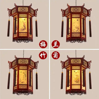 Traditional chinese bamboo lantern pendant light for dining room