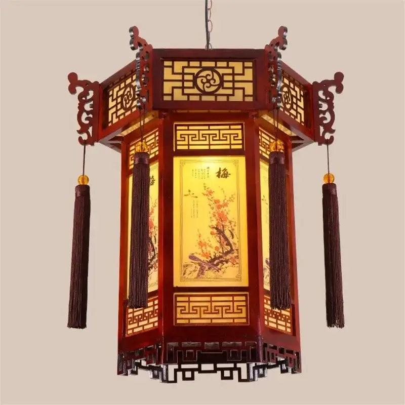 Traditional chinese bamboo lantern pendant light for dining room