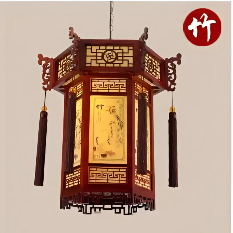 Traditional chinese bamboo lantern pendant light for dining room
