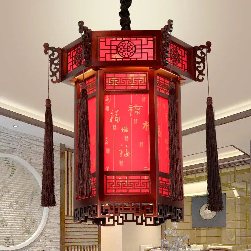 Traditional chinese bamboo lantern pendant light for dining room