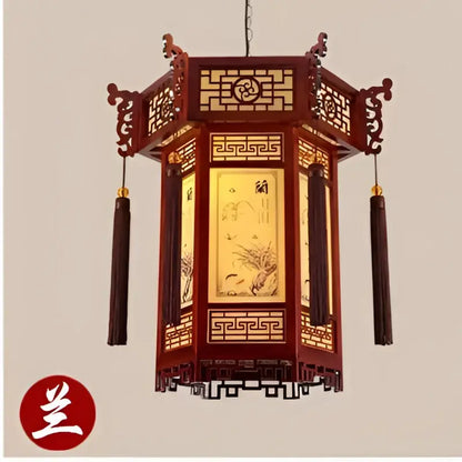 Traditional chinese bamboo lantern pendant light for dining room