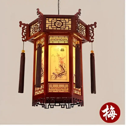 Traditional chinese bamboo lantern pendant light for dining room