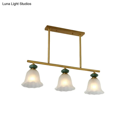 DecorBites™ Traditional Cream Glass Island Light with Gold Suspension - 3 Lights