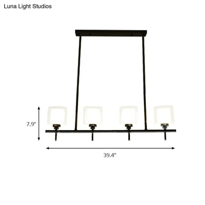 DecorBites™ Traditional Cylinder Island Dining Room Lamp with White Glass Shades - 3/4 Hanging Lights