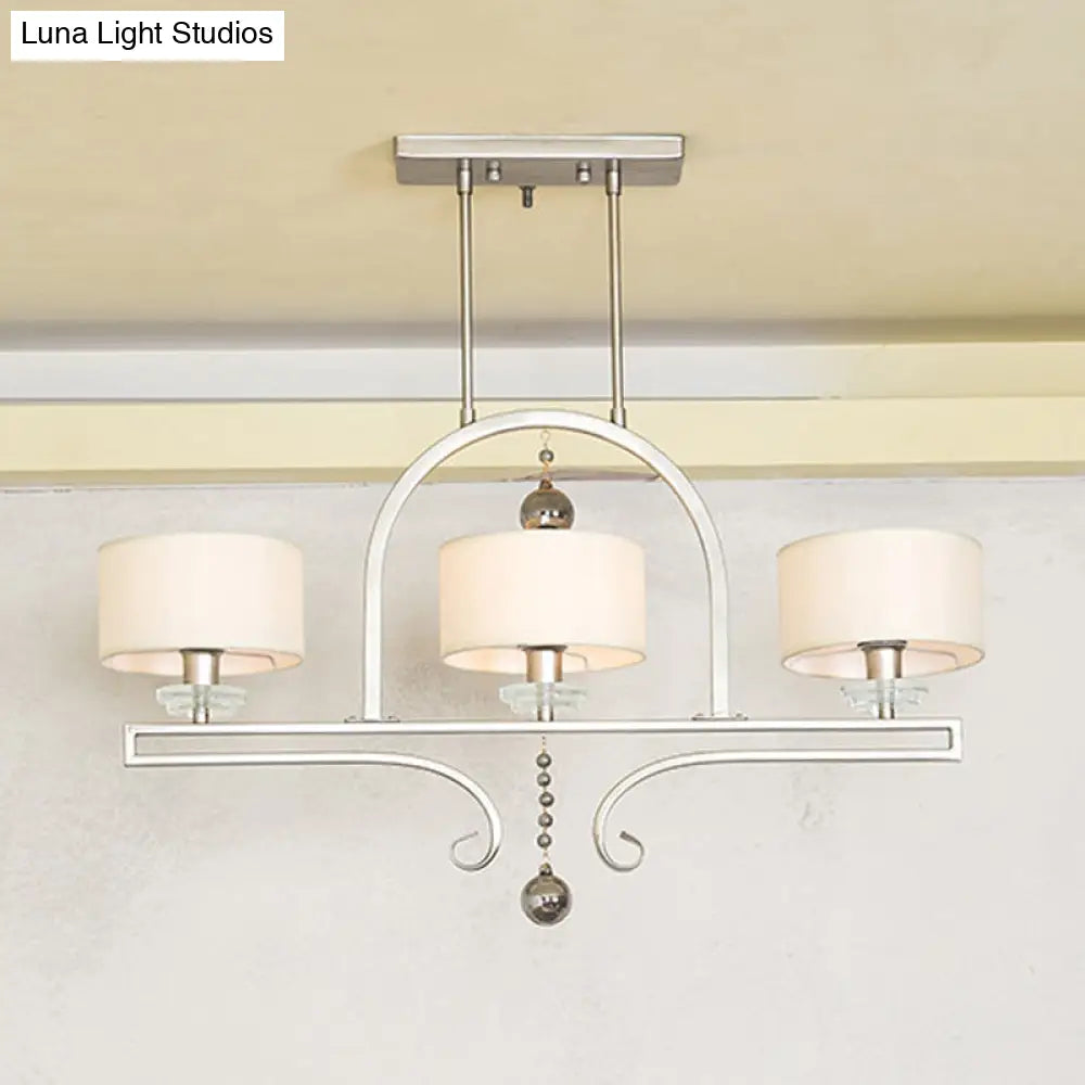 DecorBites™ Traditional Drum Fabric Island Pendant Light in Gold - 3 Lights Hanging Lamp for Living Room