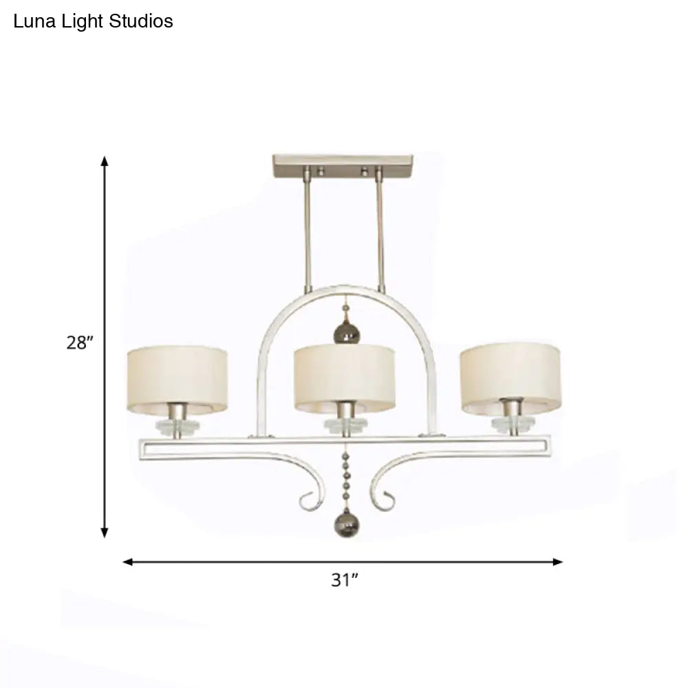 DecorBites™ Traditional Drum Fabric Island Pendant Light in Gold - 3 Lights Hanging Lamp for Living Room