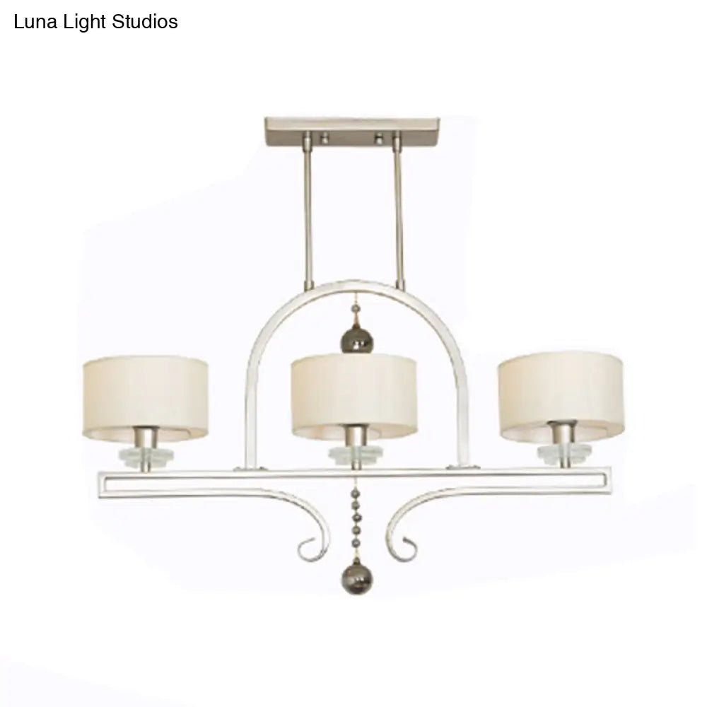 DecorBites™ Traditional Drum Fabric Island Pendant Light in Gold - 3 Lights Hanging Lamp for Living Room