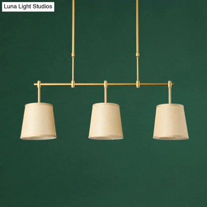 DecorBites™ Traditional Fabric Barrel Pendant Light - 3-Light Dining Room Hanging Lamp in White/Green/Flaxen
