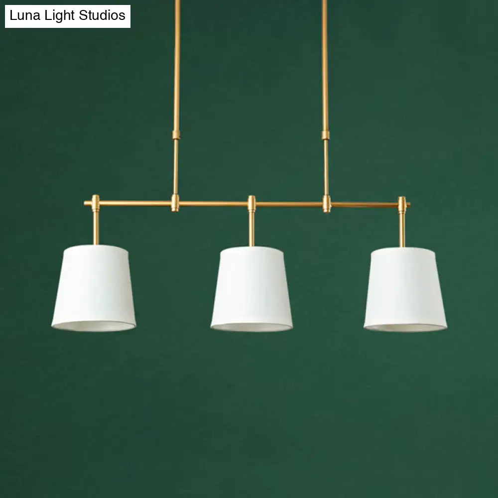DecorBites™ Traditional Fabric Barrel Pendant Light - 3-Light Dining Room Hanging Lamp in White/Green/Flaxen