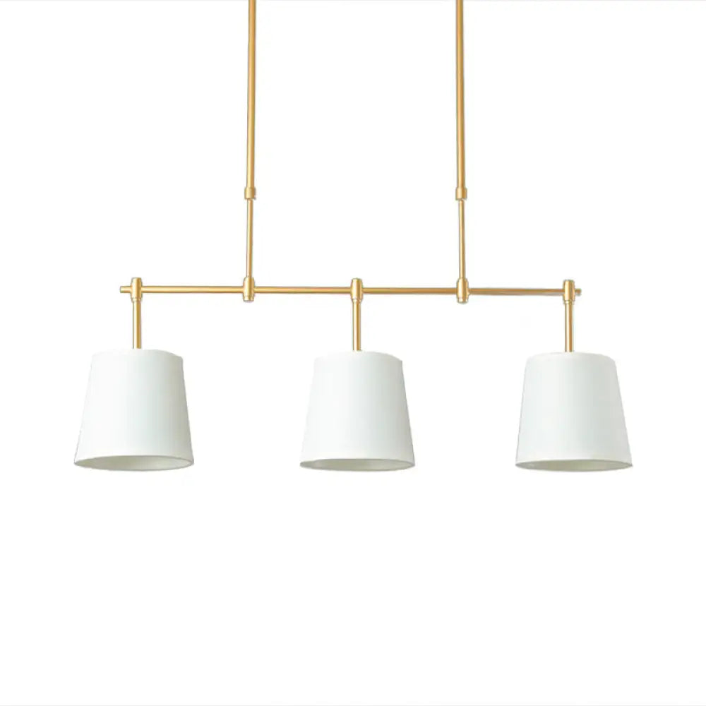 DecorBites™ Traditional Fabric Barrel Pendant Light - 3-Light Dining Room Hanging Lamp in White/Green/Flaxen