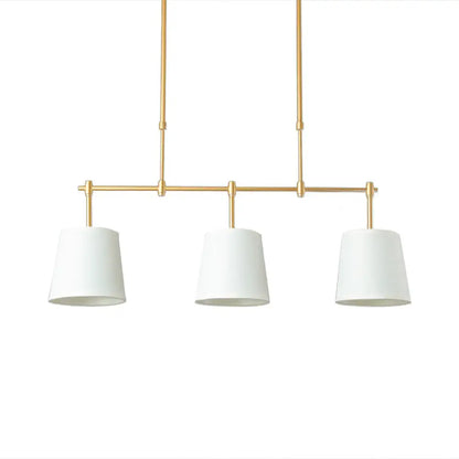 DecorBites™ Traditional Fabric Barrel Pendant Light - 3-Light Dining Room Hanging Lamp in White/Green/Flaxen