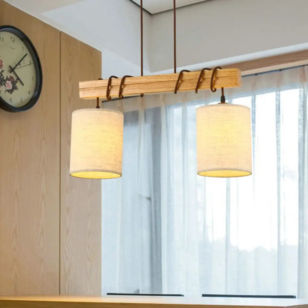 DecorBites™ Traditional Fabric Wood Pendant Barrel Lights - Ideal for Dining Room Hanging Kit