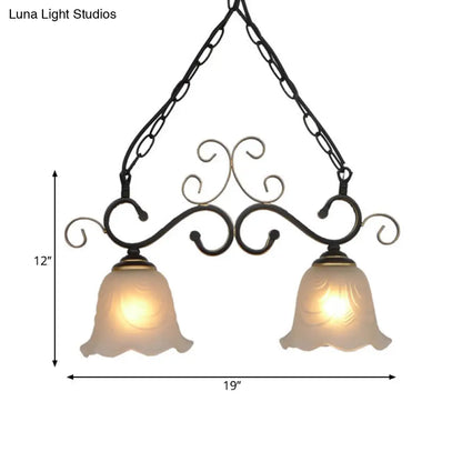 DecorBites™ Traditional Flared Frosted Glass Pendant Light Fixture - 2/3 Lights - Black