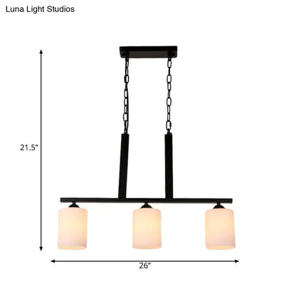 Traditional frosted glass black island pendant for dining room