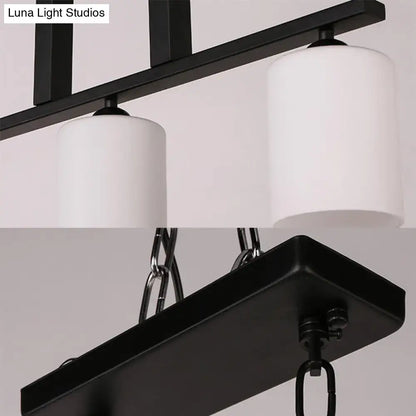 Traditional frosted glass black island pendant for dining room