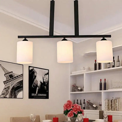 Traditional frosted glass black island pendant for dining room