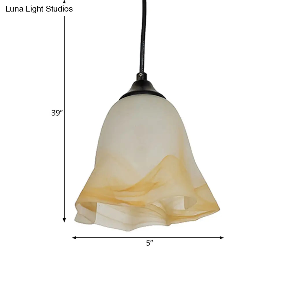 DecorBites™ Traditional Glass Pendant Light with Flower/Cone Shape for Living Room