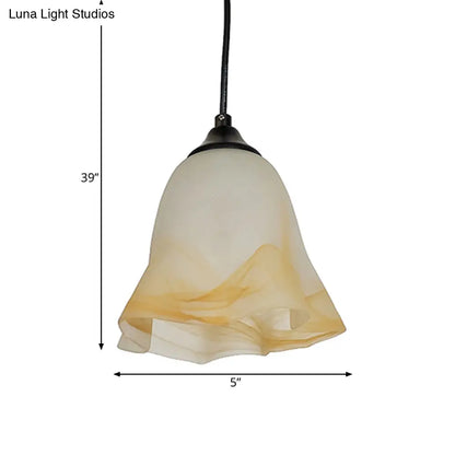 DecorBites™ Traditional Glass Pendant Light with Flower/Cone Shape for Living Room