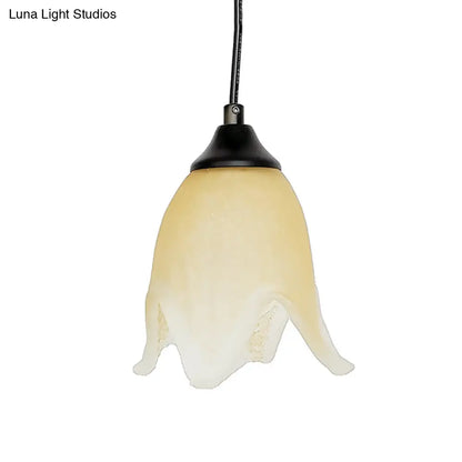 DecorBites™ Traditional Glass Pendant Light with Flower/Cone Shape for Living Room