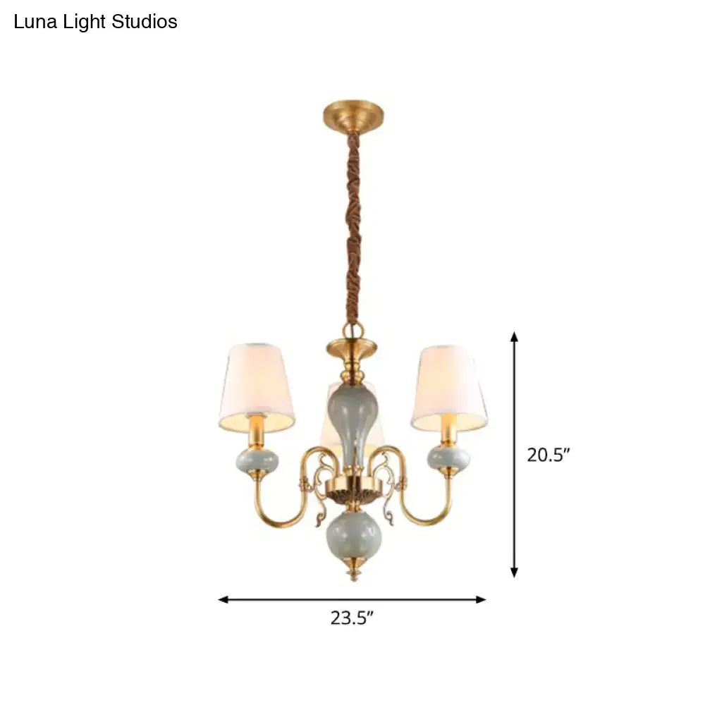 Traditional gold and blue chandelier dining room light with shades