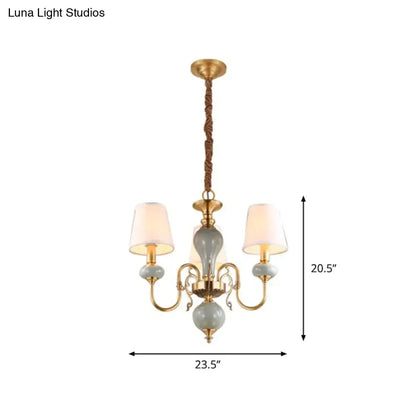 Traditional gold and blue chandelier dining room light with shades