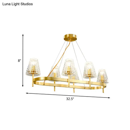 Traditional gold crystal island pendant light dining room