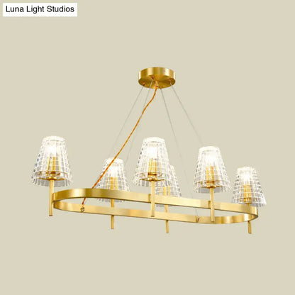 Traditional gold crystal island pendant light dining room