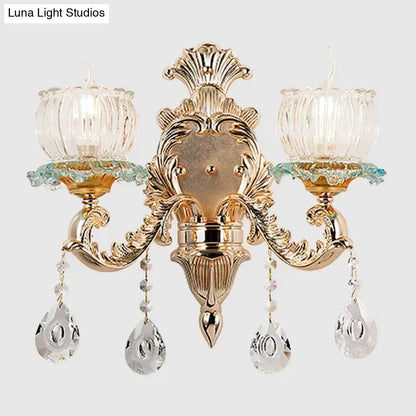 Traditional gold crystal wall sconce e12 restaurant wall lighting
