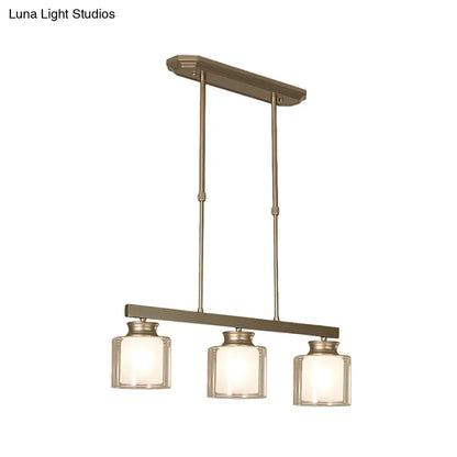 DecorBites™ Traditional Gold Island Hanging Lamp with Clear Glass Shade, Ideal for Dining Rooms - 3/4 Lights