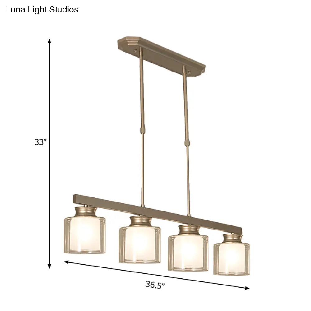 DecorBites™ Traditional Gold Island Hanging Lamp with Clear Glass Shade, Ideal for Dining Rooms - 3/4 Lights