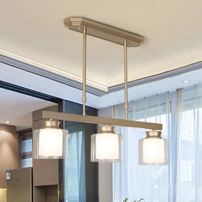 DecorBites™ Traditional Gold Island Hanging Lamp with Clear Glass Shade, Ideal for Dining Rooms - 3/4 Lights