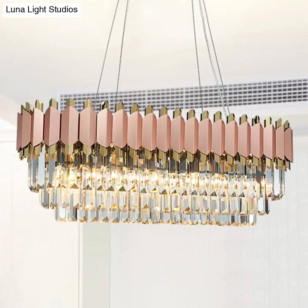 DecorBites™ Traditional Gold Oval Crystal Chandelier - 8 Head Dining Room Light Fixture