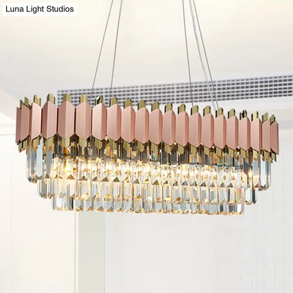 DecorBites™ Traditional Gold Oval Crystal Chandelier - 8 Head Dining Room Light Fixture